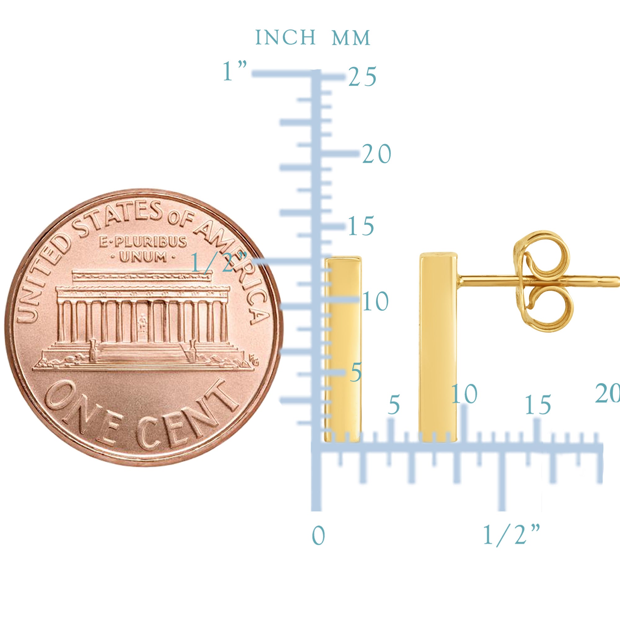 14K guld gul stång fyrkantigt rör stil örhängen fina designersmycken för män och kvinnor