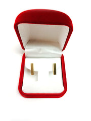 14K Gold Yellow Bar Square Tube Style Stud Earrings