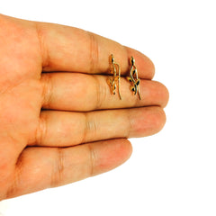 14K Yellow Gold Olive Tree Branch Climber Earrings fine designer jewelry for men and women