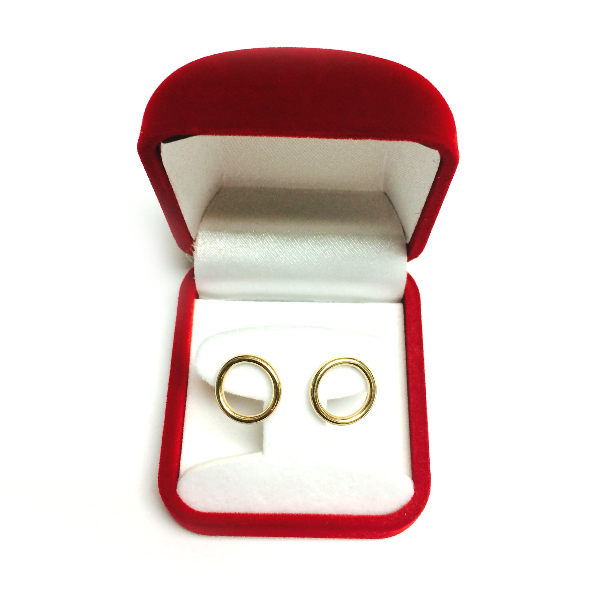 14K Gold Yellow Open Circle O Style Stud Earrings fine designer jewelry for men and women