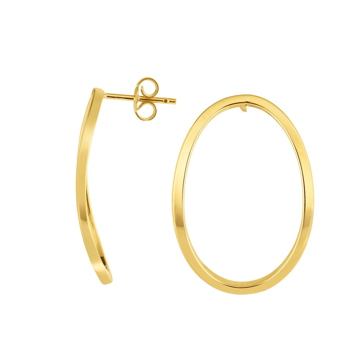 14k Yellow Gold Large Oval Post Stud Earrings fine designer jewelry for men and women