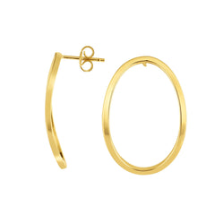14k Yellow Gold Large Oval Post Stud Earrings fine designer jewelry for men and women