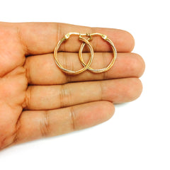 14K 3 Tone Rose Yellow And White Gold Round Braided Tube Hoop Earrings, Diameter 22mm fine designer jewelry for men and women