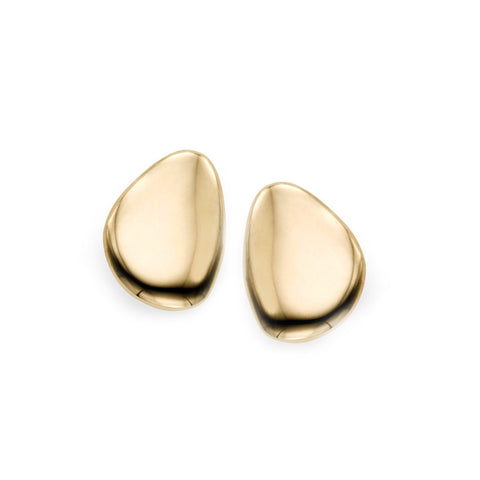 14k Yellow Gold Oval Disc Stud Earrings