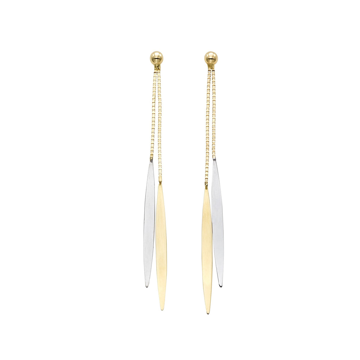 Boucles d'oreilles pendantes en or jaune et blanc 14 carats, bijoux de créateur fins pour hommes et femmes