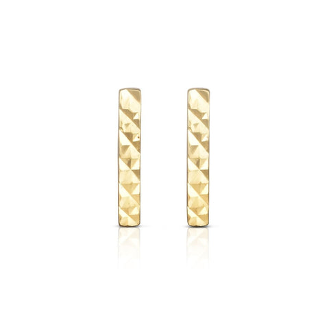 14k Yellow Gold Vertical Bar Stud Earrings