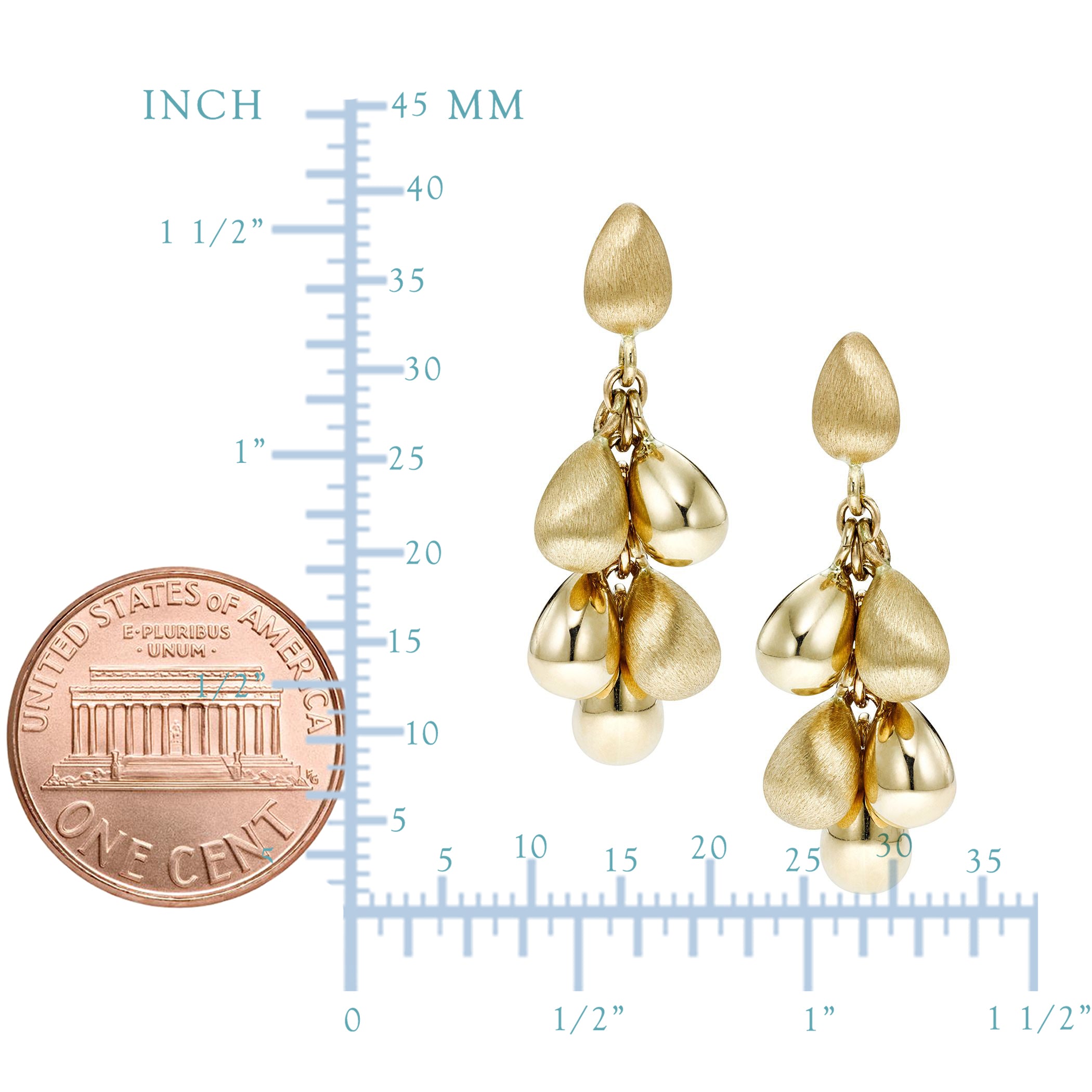 Boucles d'oreilles en forme de larme en or jaune 14 carats, bijoux de créateur raffinés pour hommes et femmes