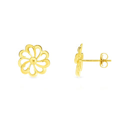 14k Yellow Gold Flower Stud Earrings