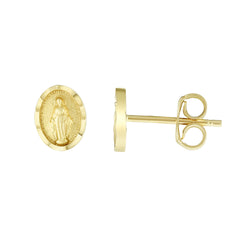 14k Yellow Gold Saint Maria Stud Earrings fine designer jewelry for men and women