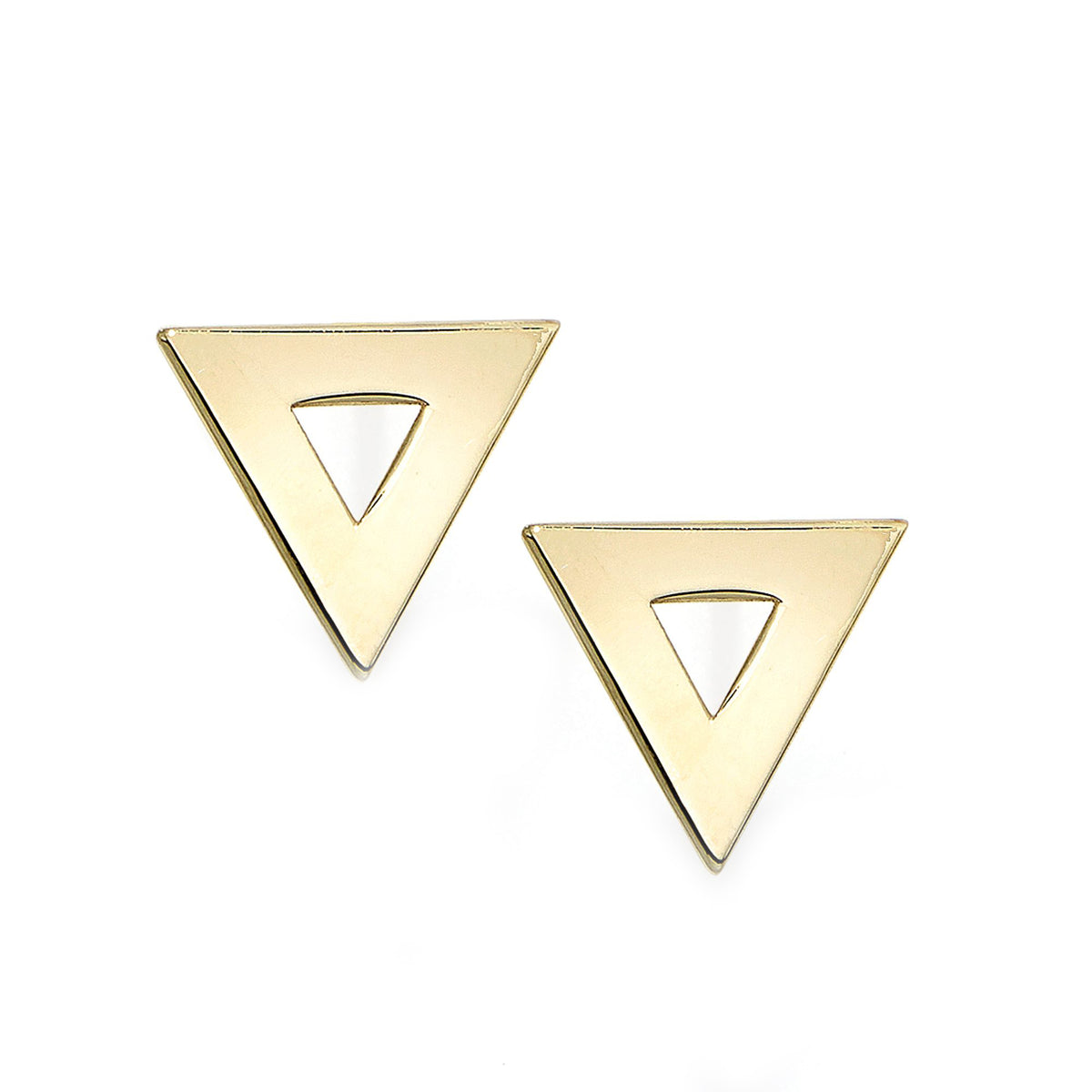 Orecchini a bottone a forma di triangolo in oro giallo 14k, gioielli di design per uomini e donne
