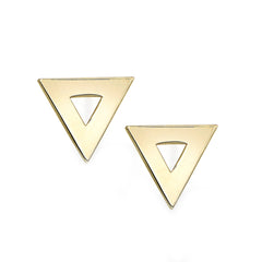 14k Yellow Gold Triangle Shape Stud Earrings fine designer jewelry for men and women