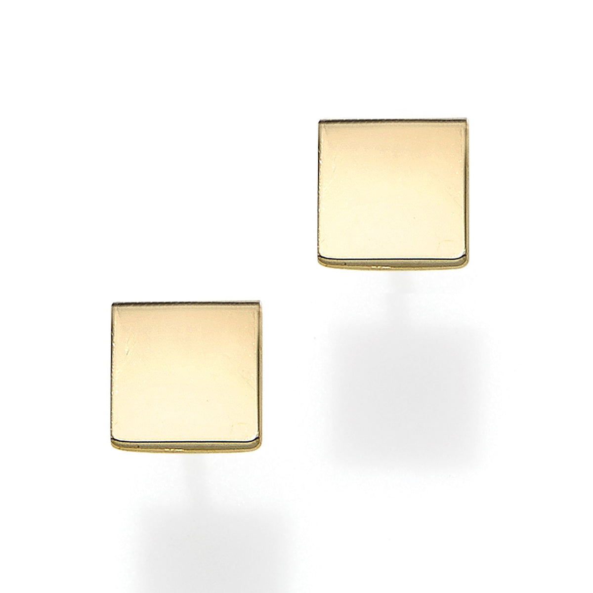 14k Yellow Gold Square Shape Stud Earrings JewelryAffairs