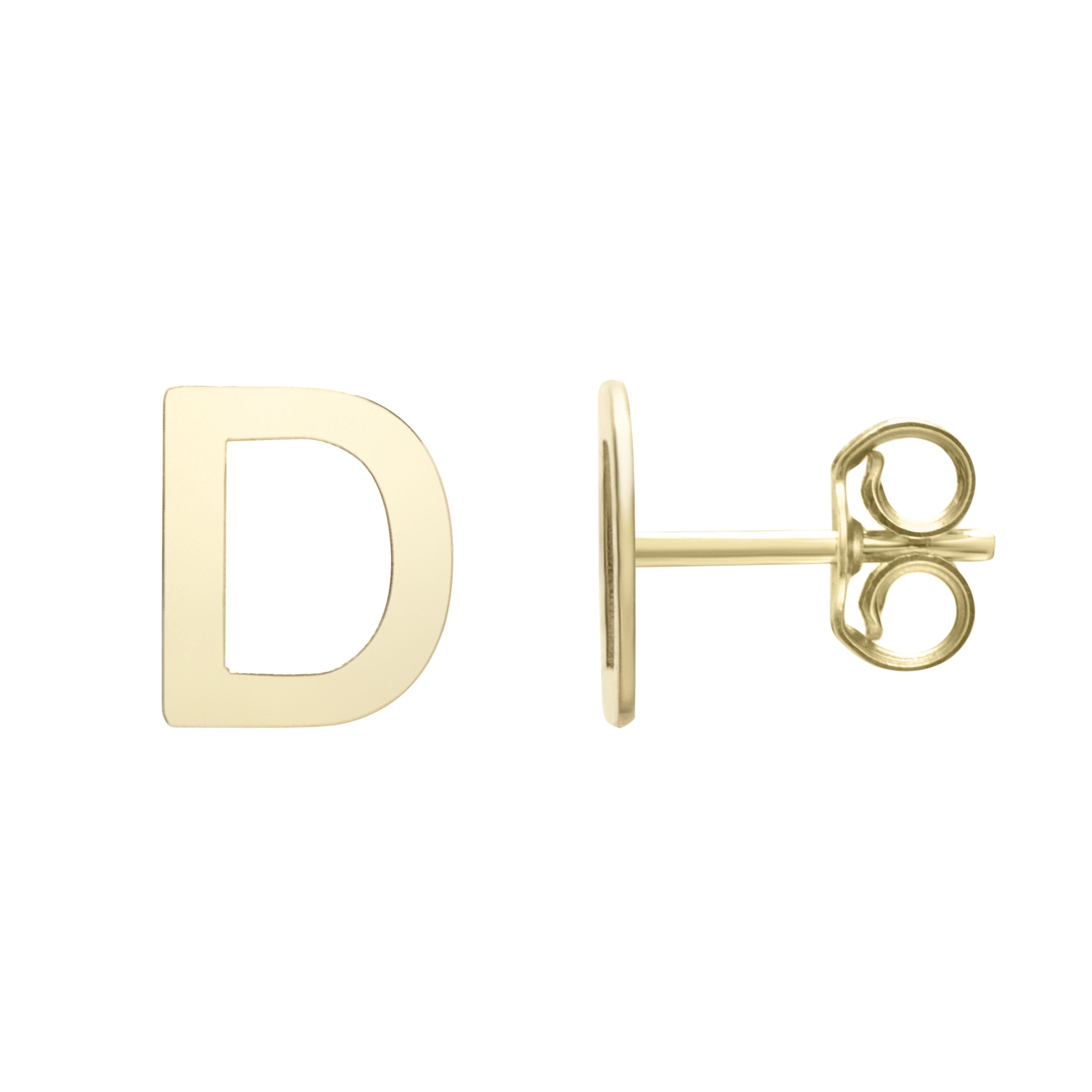 14k Yellow Gold Initial Letter Stud Earrings fine designer jewelry for men and women