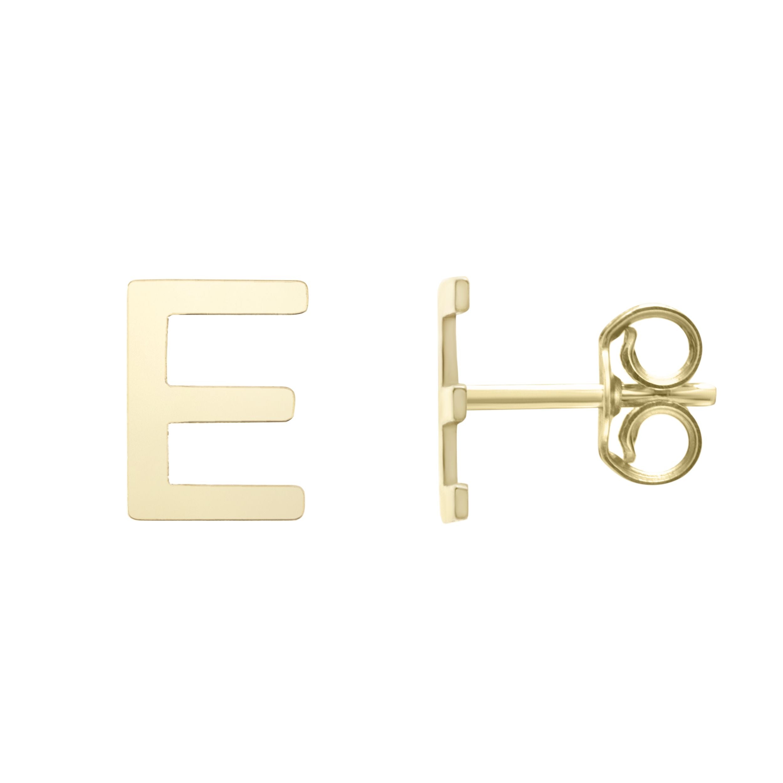 14k Yellow Gold Initial Letter Stud Earrings fine designer jewelry for men and women