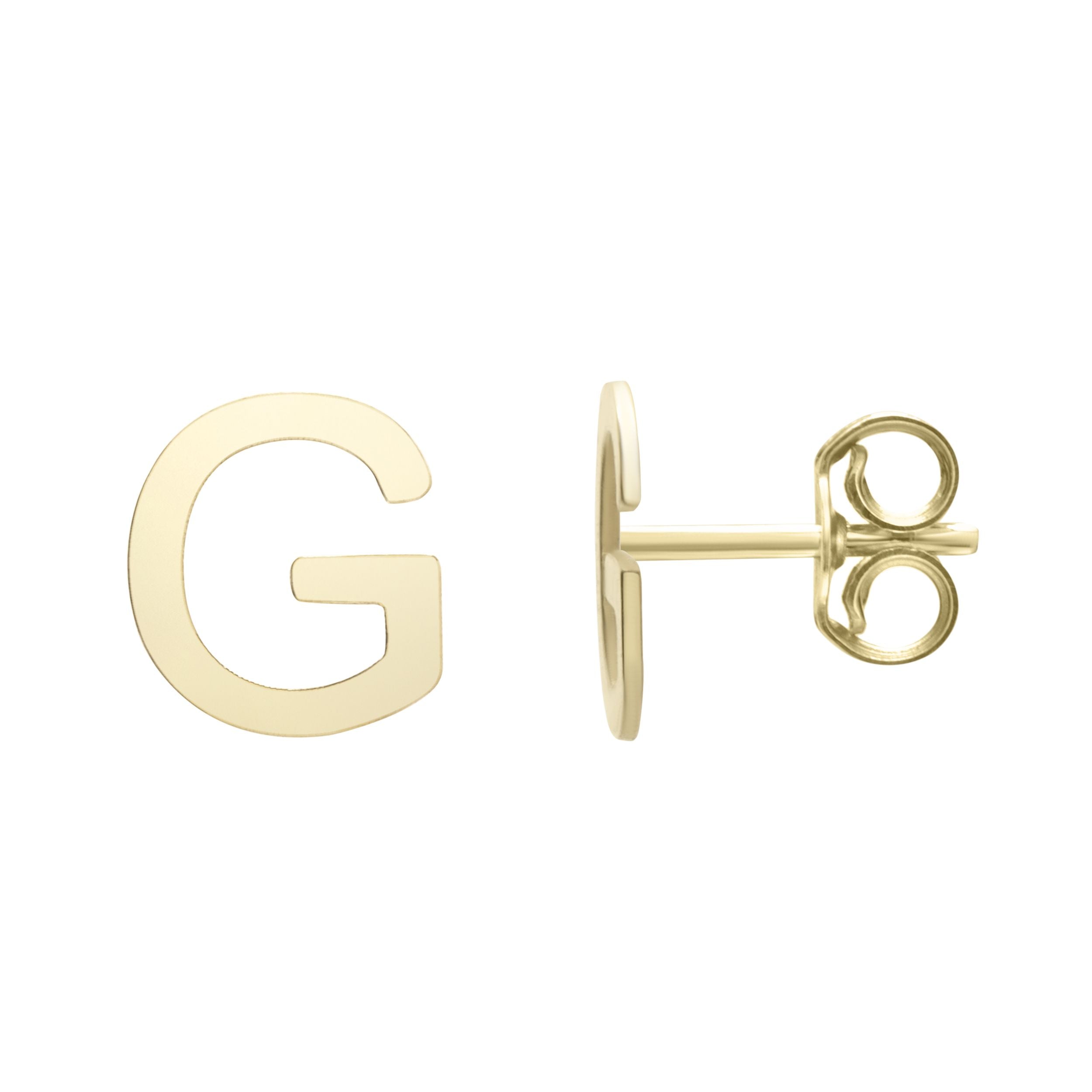 14k Yellow Gold Initial Letter Stud Earrings fine designer jewelry for men and women