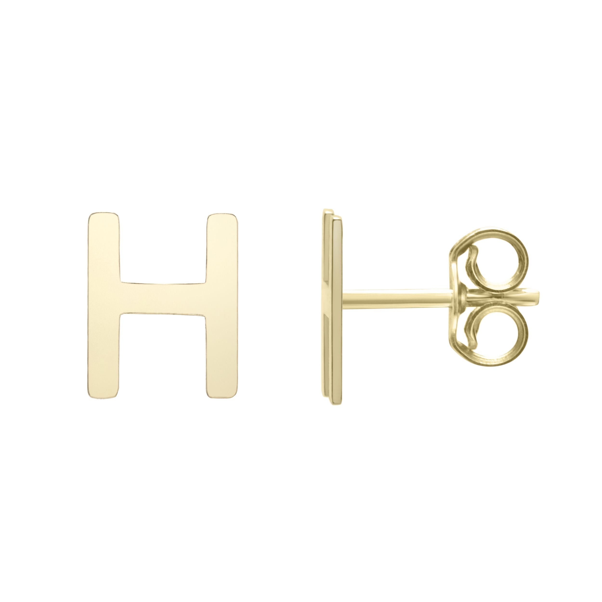 14k Yellow Gold Initial Letter Stud Earrings fine designer jewelry for men and women