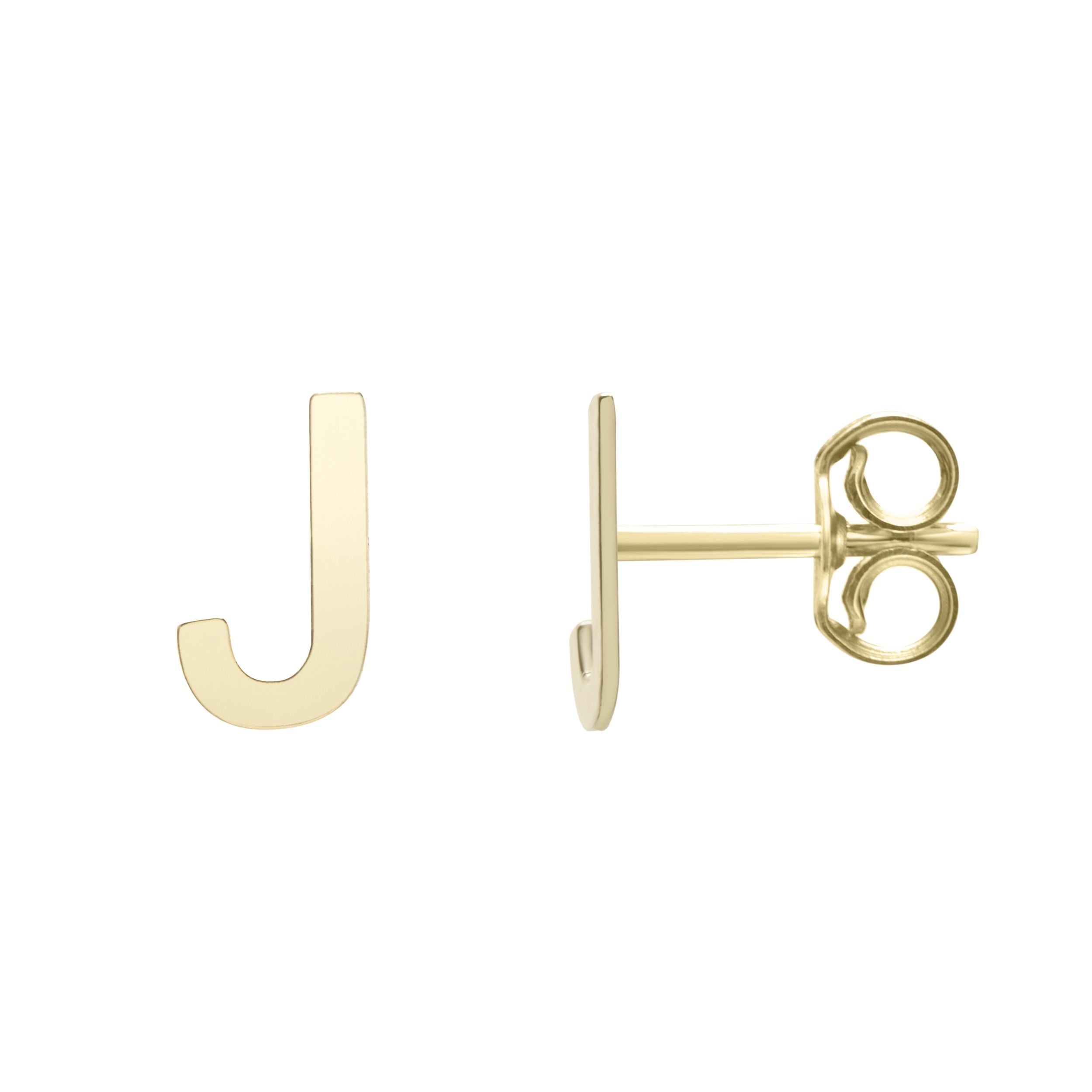 14k Yellow Gold Initial Letter Stud Earrings fine designer jewelry for men and women