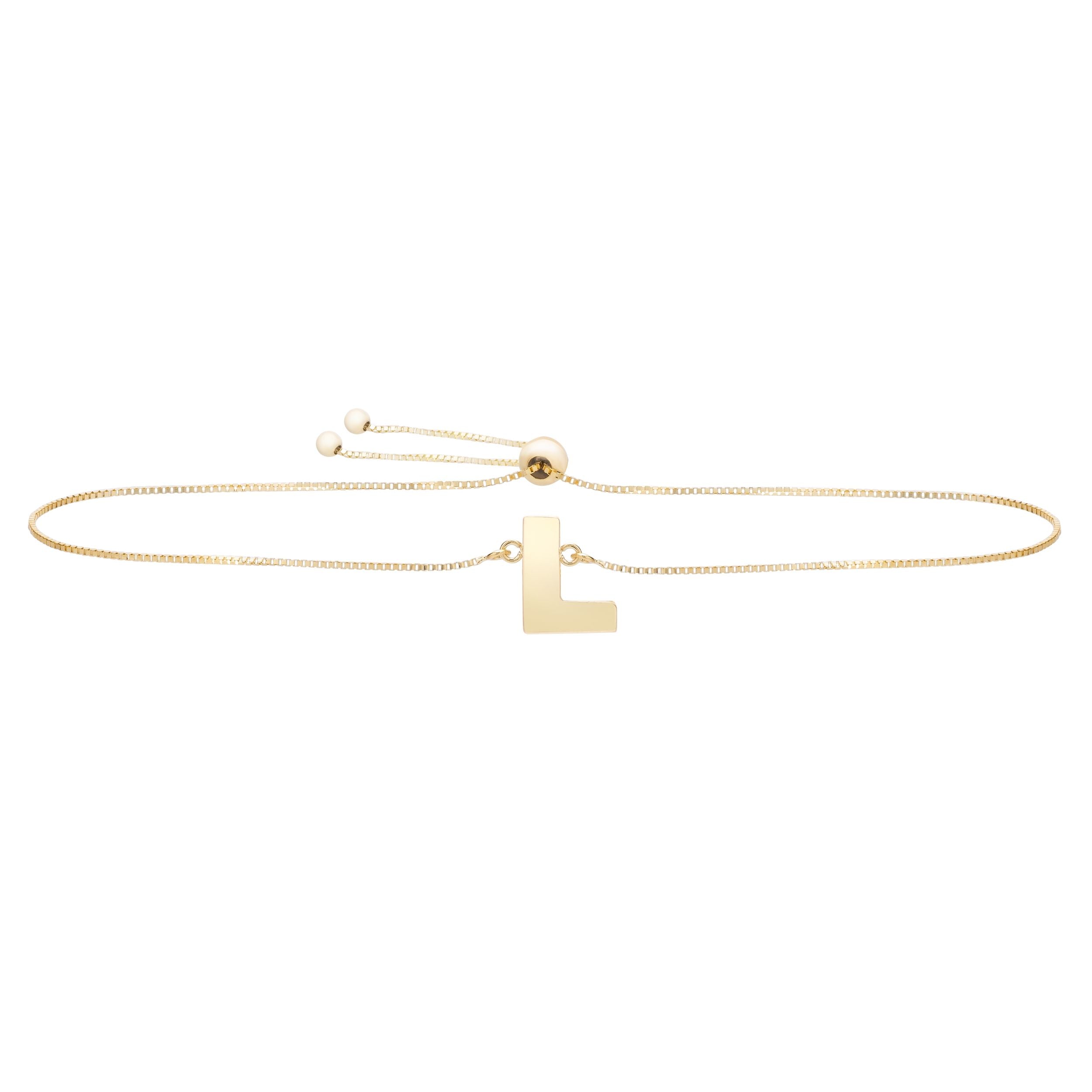 14 k gult gull forbokstav Friendship Justerbart armbånd, 9,25" fine designersmykker for menn og kvinner