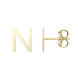 14k Yellow Gold Initial Letter Stud Earrings