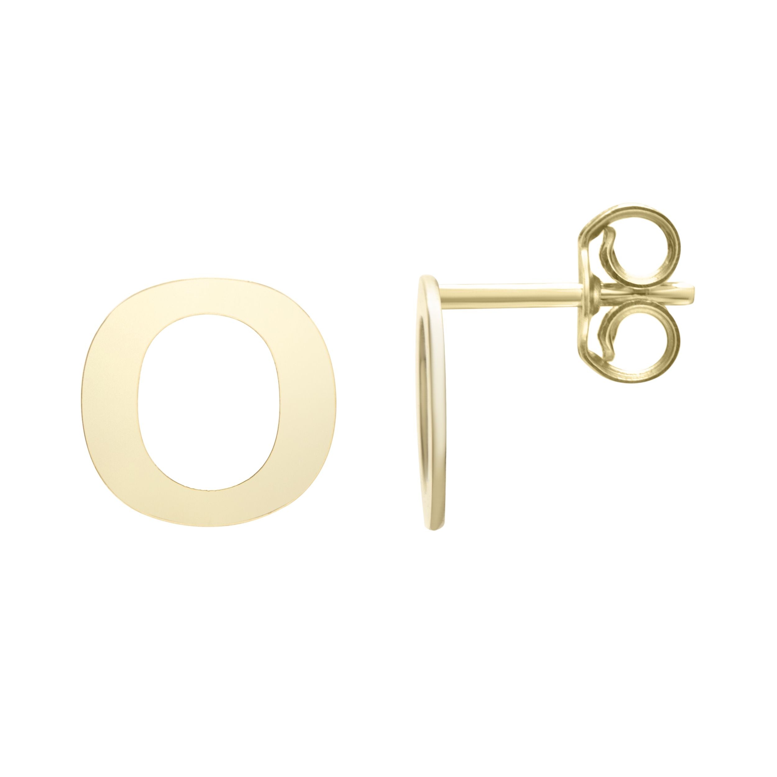14k Yellow Gold Initial Letter Stud Earrings fine designer jewelry for men and women