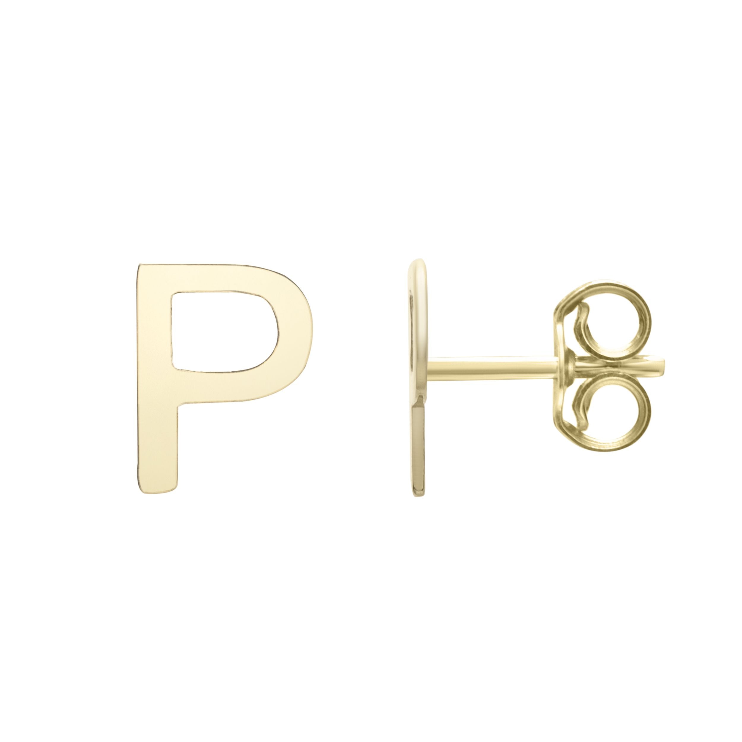 14k Yellow Gold Initial Letter Stud Earrings fine designer jewelry for men and women