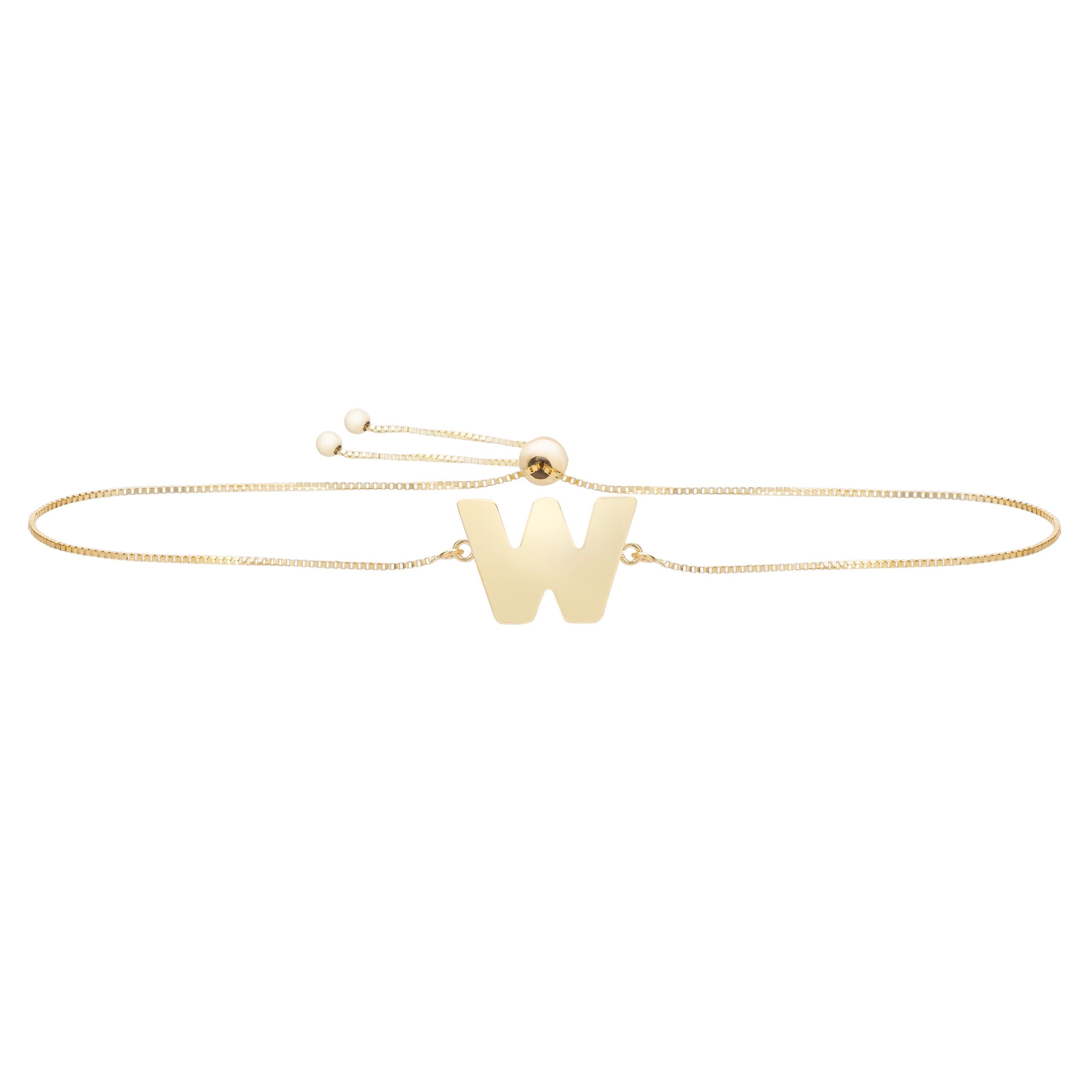 14k Yellow Gold Initial Letter Friendship Adjustable Bracelet, 9.25"