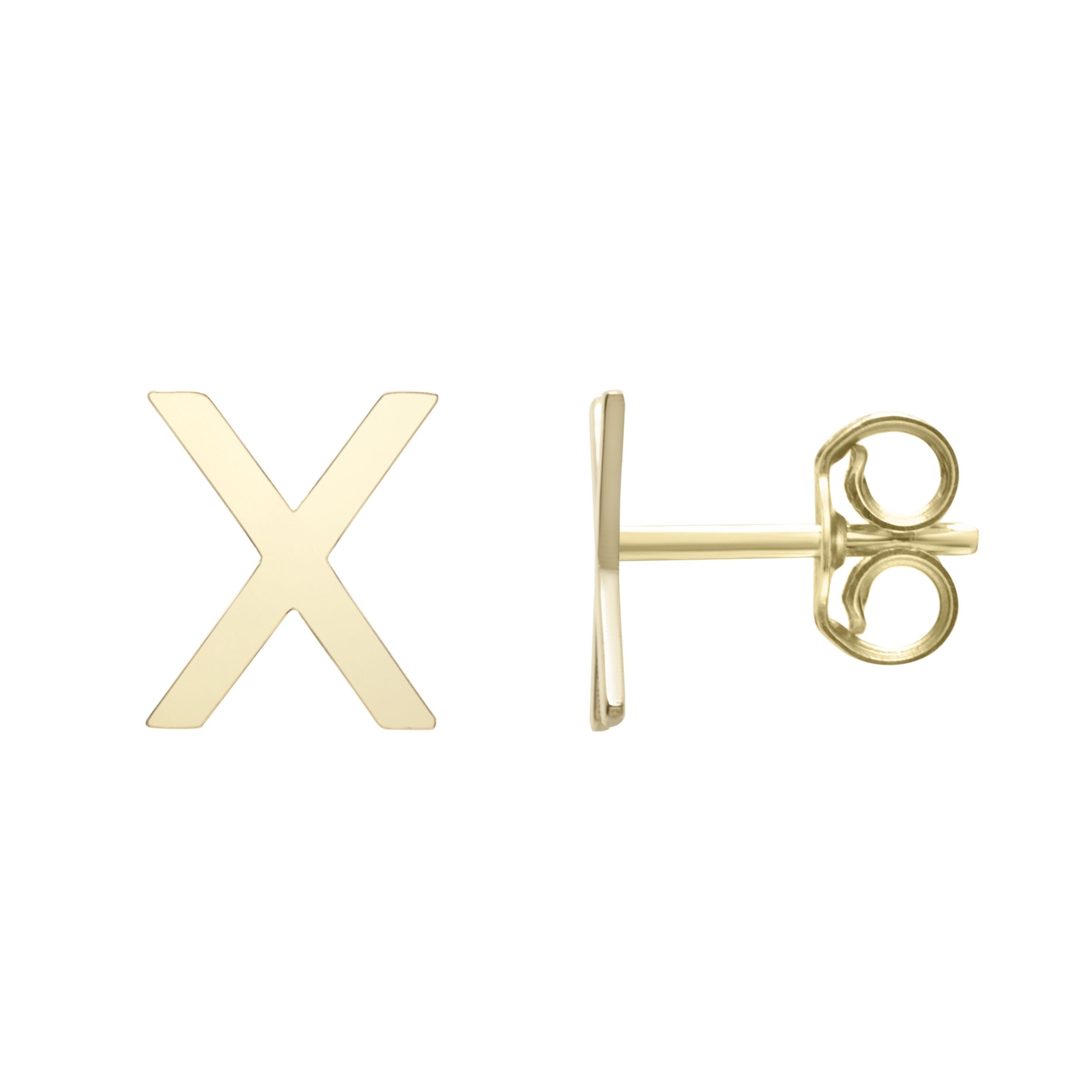 14k Yellow Gold Initial Letter Stud Earrings fine designer jewelry for men and women