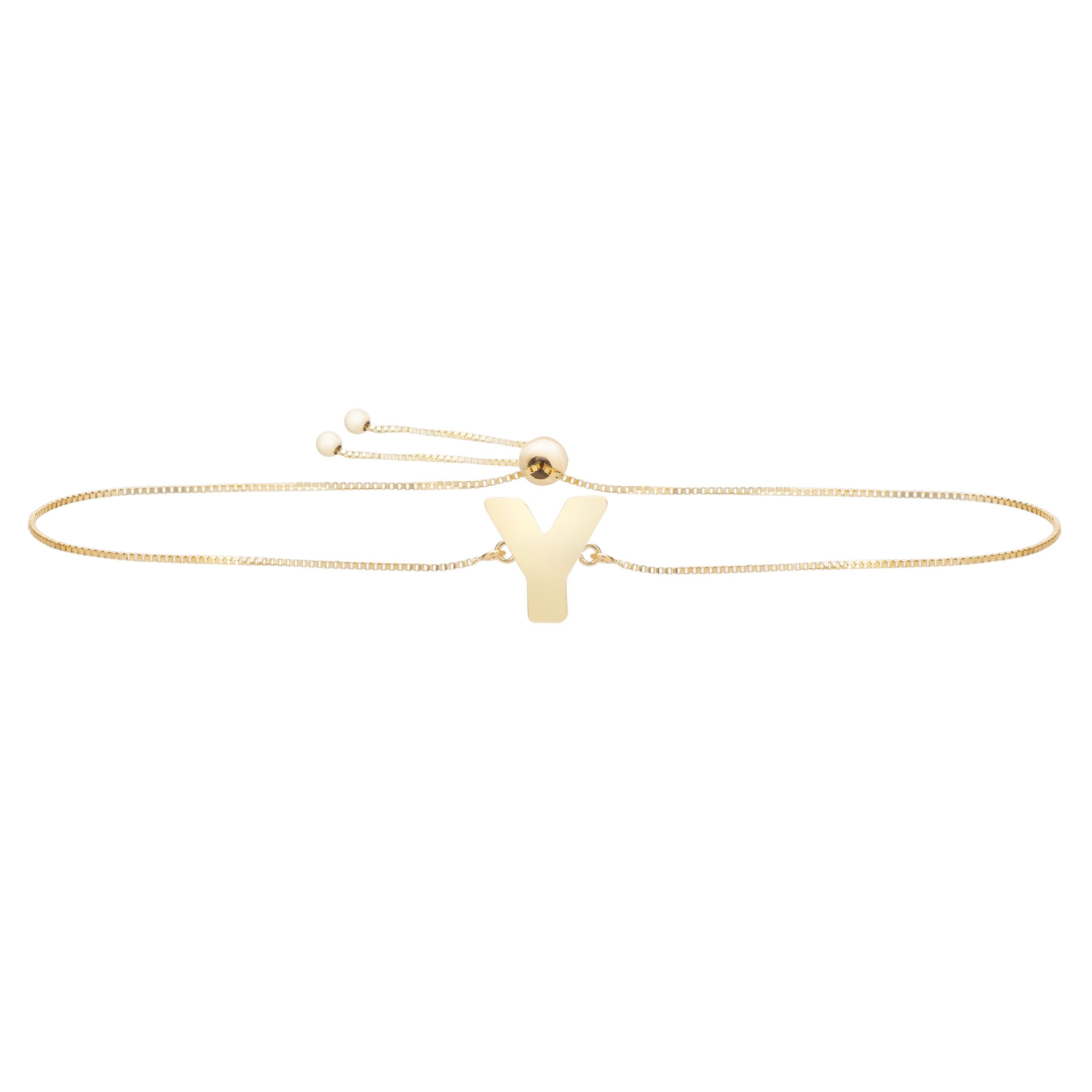 14 k gult gull forbokstav Friendship Justerbart armbånd, 9,25" fine designersmykker for menn og kvinner