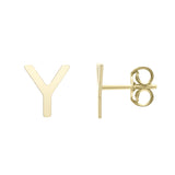 14k Yellow Gold Initial Letter Stud Earrings