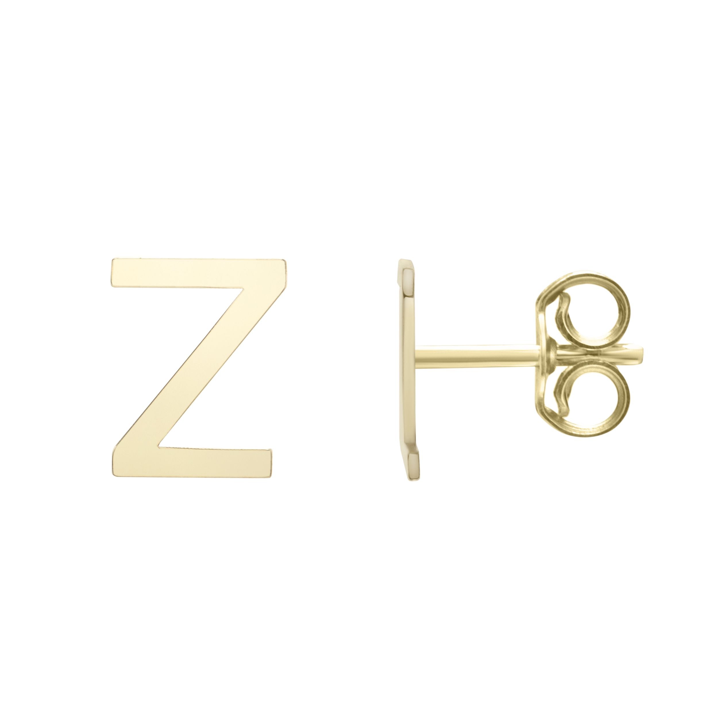 14k Yellow Gold Initial Letter Stud Earrings fine designer jewelry for men and women
