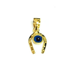 Sterling Silver 18k Gold Overlay Plated Horse Shoe Evil Eye Charm