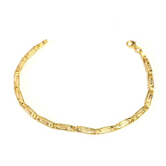 Sterling Silver 18 Karat Gold Overlay Plated Greek Key Bracelet, 7.5" fine designer jewelry for men and women