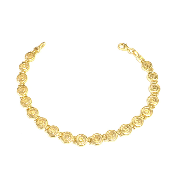 Sterling Silver 18 Karat Gold Overlay Plated Greek Spira Bracelet, 7.5"