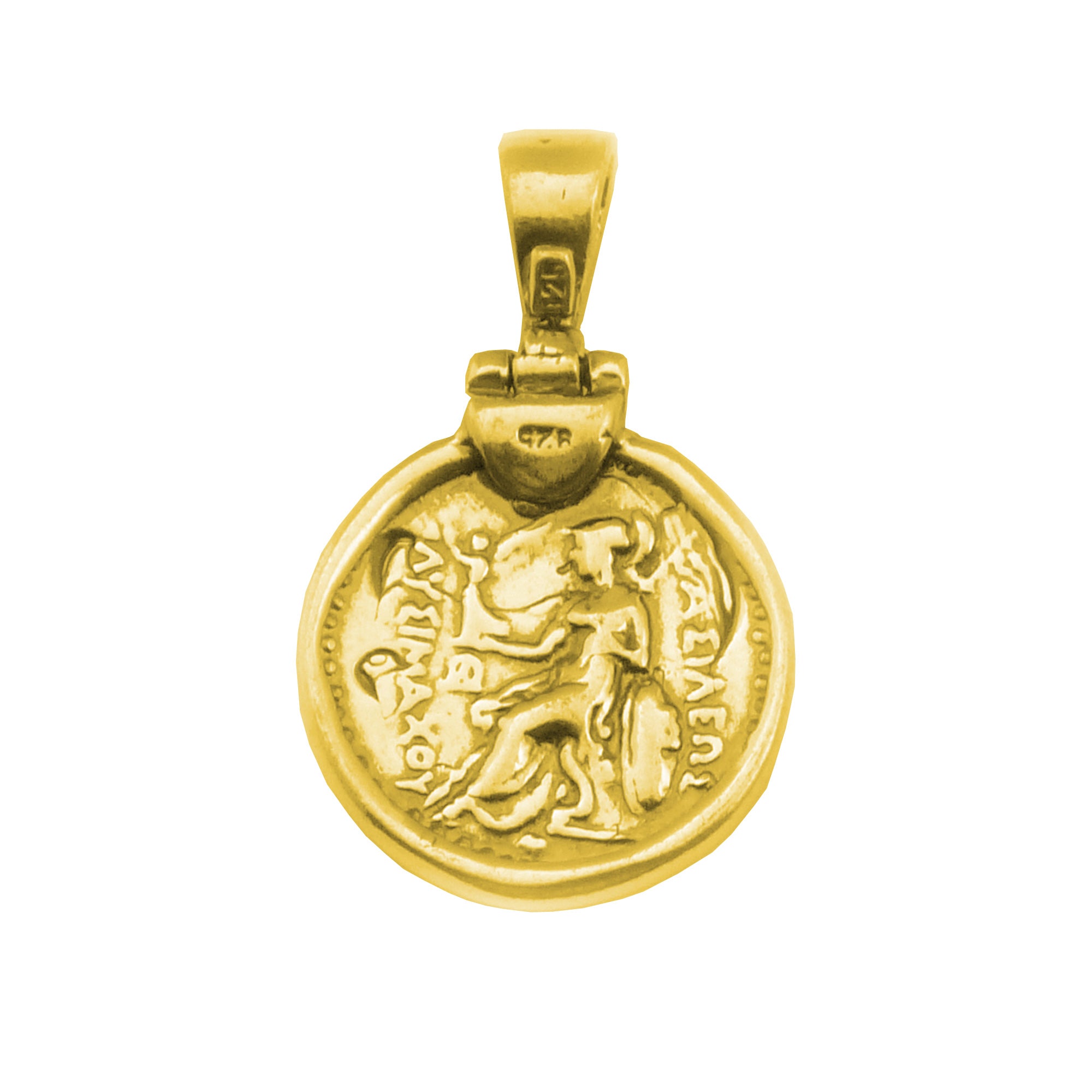 Ciondolo in argento sterling placcato oro 18 carati con ciondolo di Alessandro Magno, gioielli di design per uomini e donne