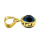Sterling Silver 18 Karat Gold Overlay Plated Greek Meandros Evil Eye Pendant