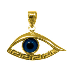 Sterling Silver 18 Karat Gold Overlay Plated Evil Eye Meandros Pendant