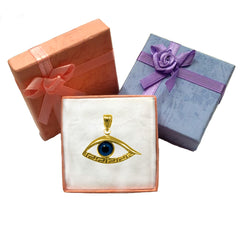 Sterlingsilver 18 karat guldöverdrag pläterad Evil Eye Meandros hängsmycke fina designersmycken för män och kvinnor