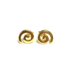Sterling Silver 18 Karat Gold Overlay Greek Spira Stud Earrings fine designer jewelry for men and women