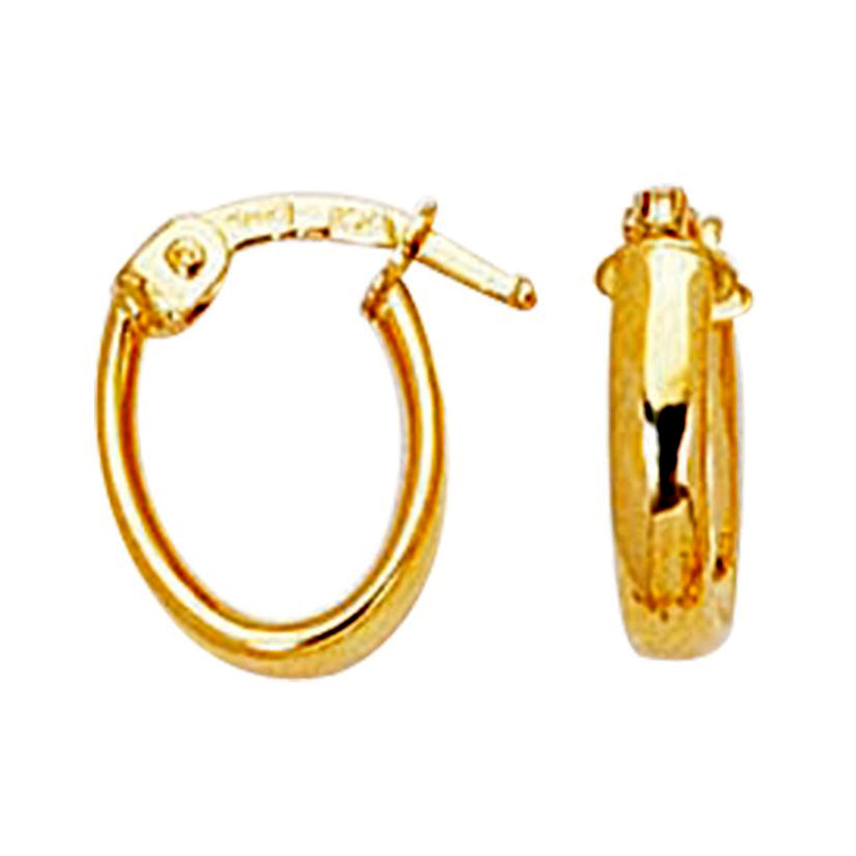 14k Gold Oval Hoop Earrings, Diameter 12mm fine designer jewelry for men and women