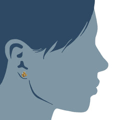 14k Two Tone Gold Shiny Double Row Round Tube Love Knot Stud Earrings, 10mm