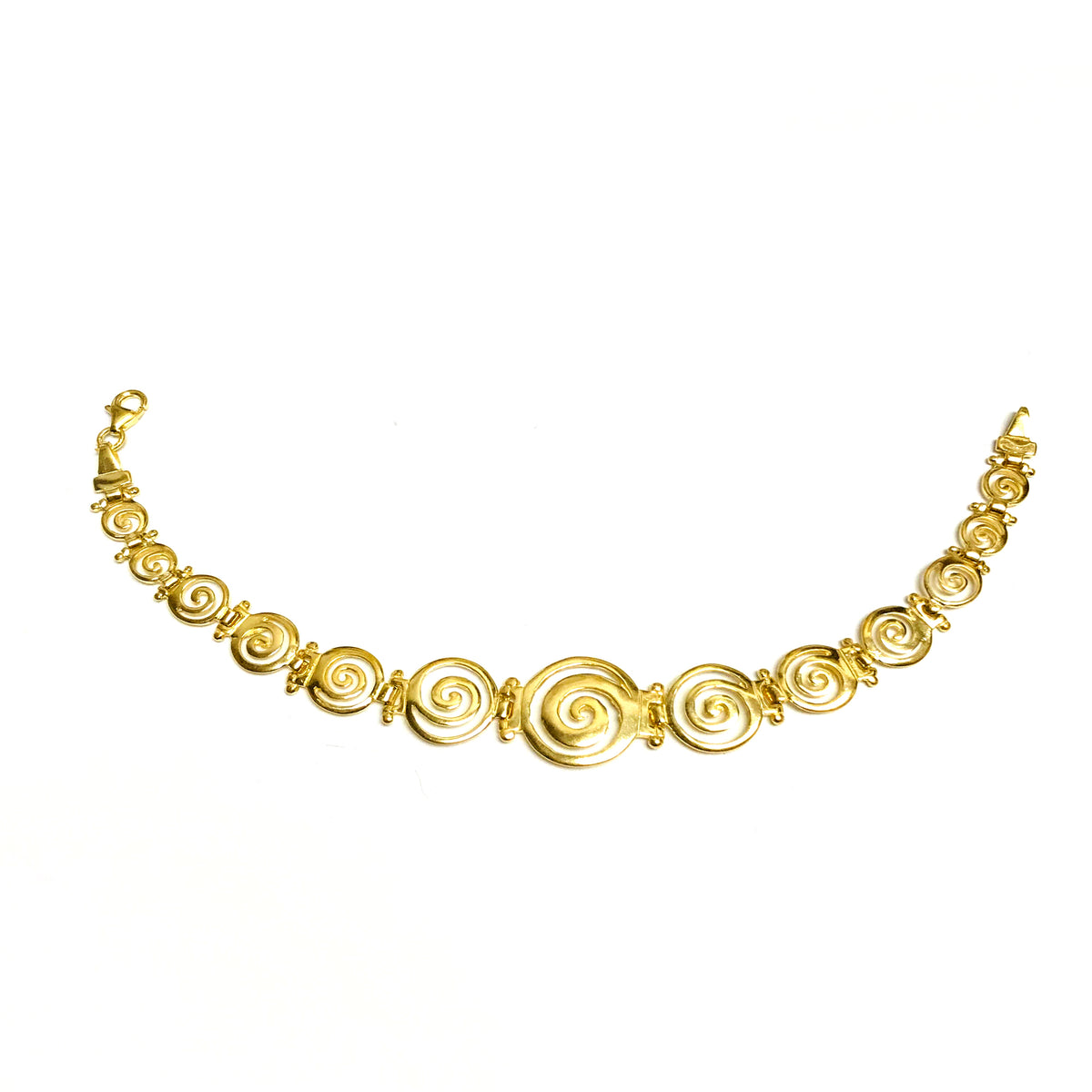 Sterlingsilver 18 k guld överlägg grekiskt spiralnyckelarmband, 7,5" fina designersmycken för män och kvinnor