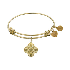 Stipple Finish Brass Celtic Four Knot Angelica Bangle Bracelet, 7.25"