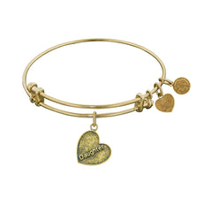 Stipple Finish Brass Daughter Heart Angelica Bangle Bracelet, 7.25"