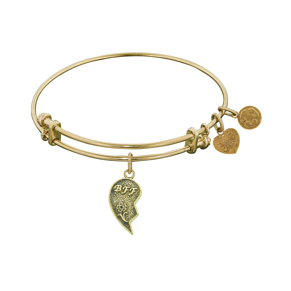 Stipple Finish Brass Right-Half Heart BFF Angelica Bangle Armband, 7,25" fina designersmycken för män och kvinnor