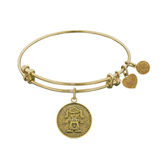 Stipple Finish Brass Girl Angelica Bangle Bracelet, 7.25" fine designer jewelry for men and women