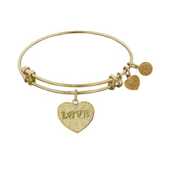 Stipple Finish Brass Love With Paw Angelica Bangle Armband, 7,25" fina designersmycken för män och kvinnor