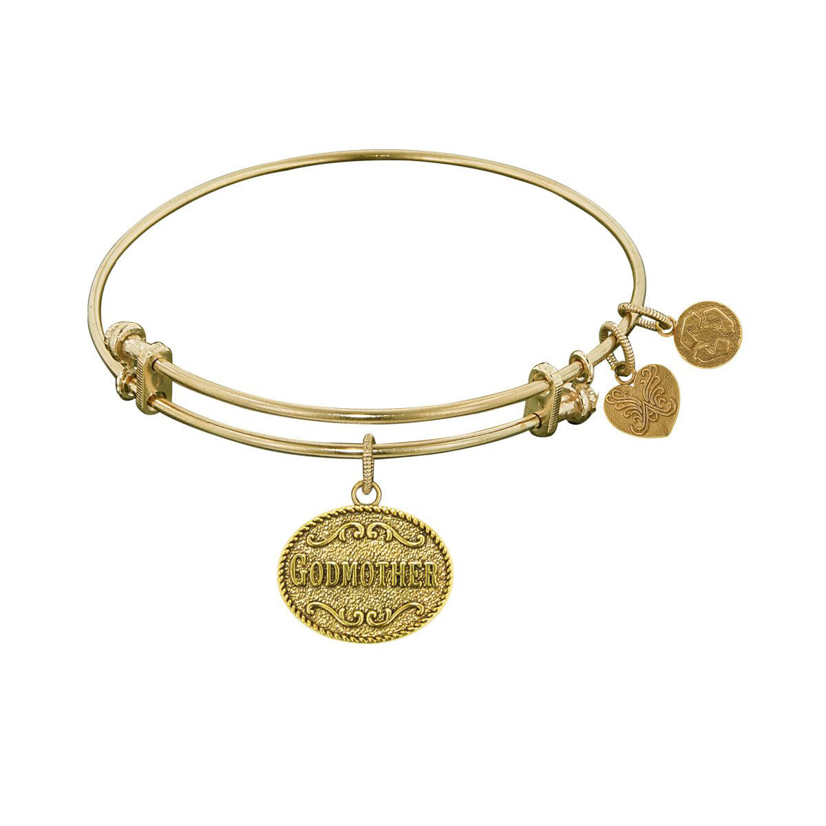 Stipple Finish Brass Godmother Angelica Bangle Bracelet, 7.25" fine designer jewelry for men and women