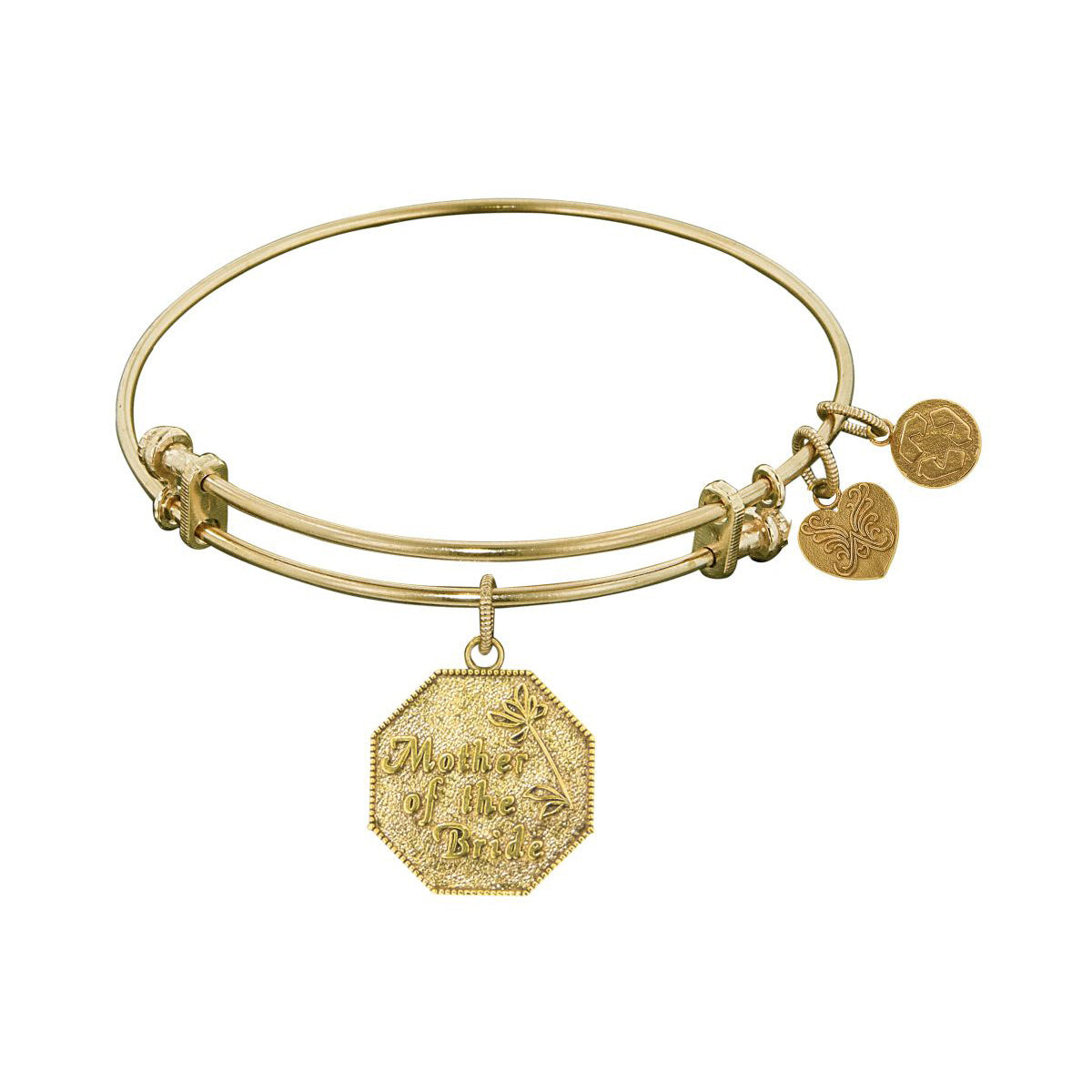 Stipple Finish Brass Mother of the Bride Angelica Bangle Armband, 7,25" fina designersmycken för män och kvinnor