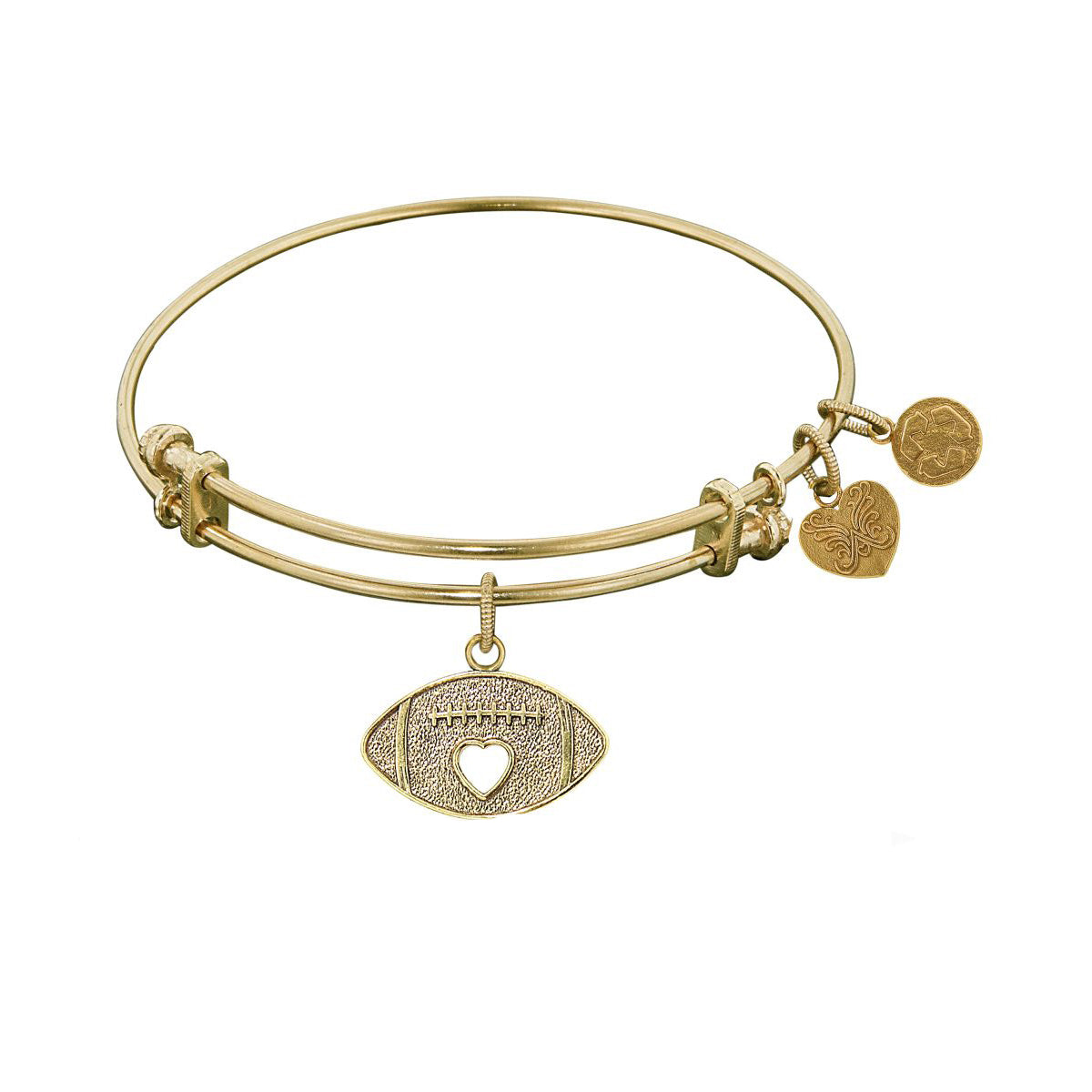 Stipple Finish Brass Football Angelica Bangle Bracelet, 7.25" fine designer jewelry for men and women