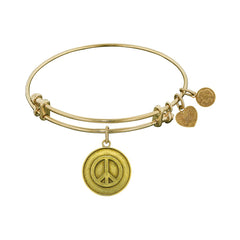 Smooth Finish Brass Peace Symbol Angelica Bangle Bracelet, 7.25"
